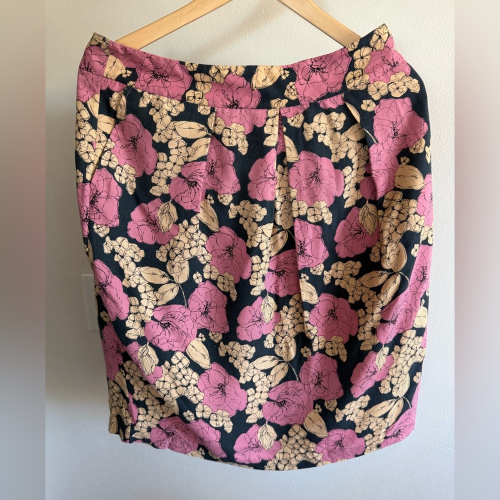 Boden Women’s Knee-Length Pencil Skirt Floral Pink Cream Gray Feminine Skirt, 12
